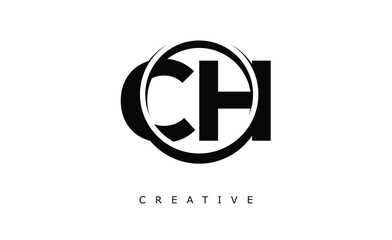 CH Letter Logo - Circular Monogram Emblem with Bold Minimal Design for Modern Branding