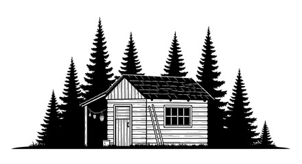 Fototapeta premium Cozy cabin in the woods, perfect for outdoors and relaxing with family