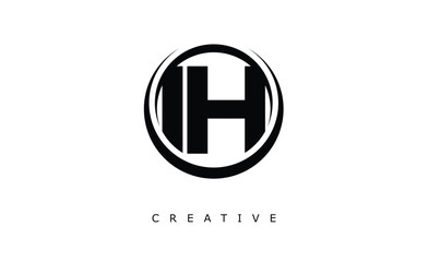 IH Letter Logo - Circular Monogram Emblem with Bold Minimal Design for Modern Branding