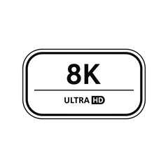 8k ultra hd high resolution digital technology label sign concept vector