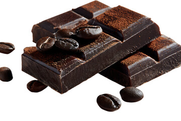 Dark chocolate bar with coffee beans