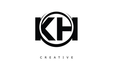 KH Letter Logo - Circular Monogram Emblem with Bold Minimal Design for Modern Branding
