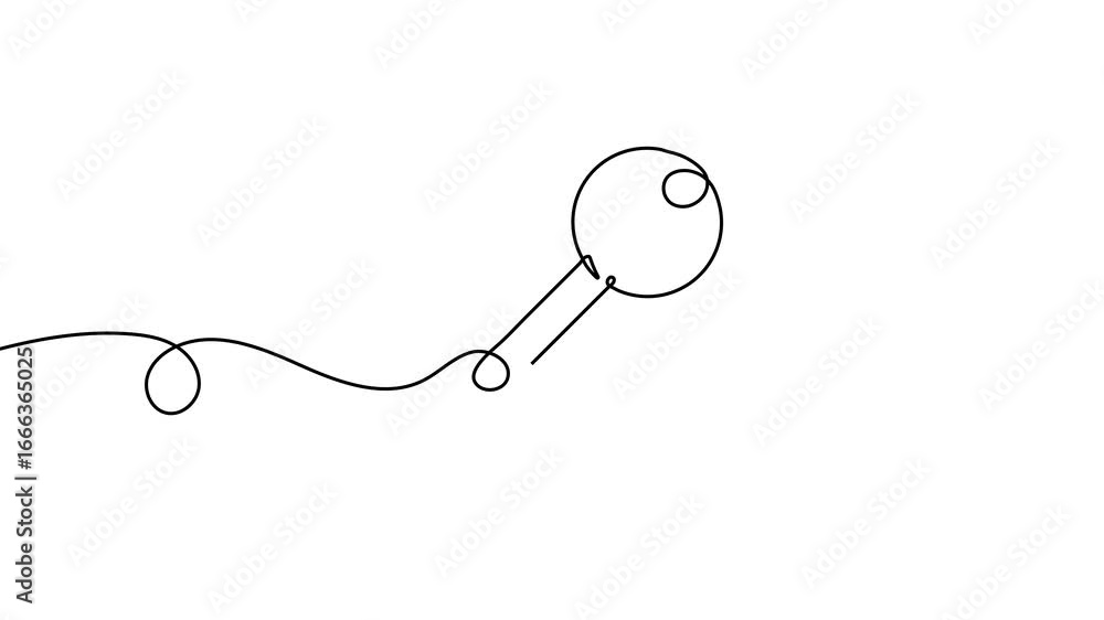 Poster animation of a single line drawing of a key. continuous contour movement of a key. continuous video 