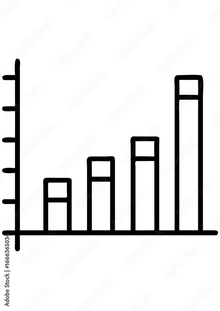 Poster bar chart showing data growth in minimalist black line design