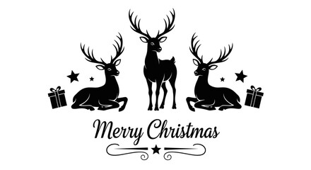 Merry Christmas design with reindeer, stars, and gifts for holiday greetings © Muginandaru