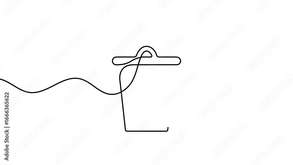 Poster animation of a single line drawing of a trash can. continuous contour movement of a trash can. conti