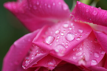 Close-up of pink rose petals with water droplets flower