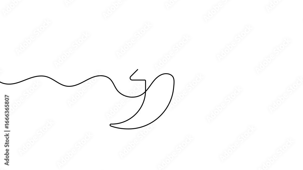 Poster animation of a single line drawing of an upward arrow. continuous contour movement of an upward arro