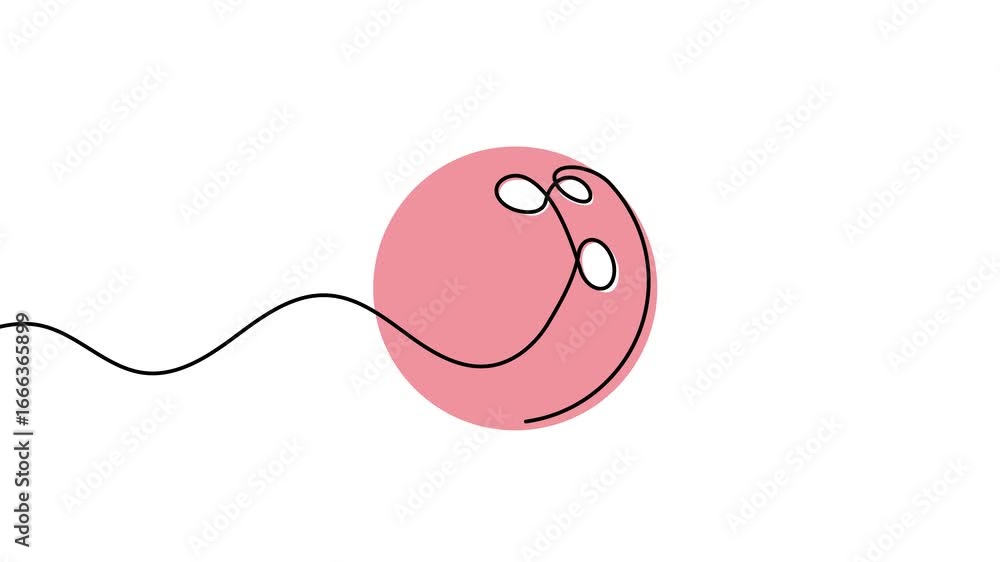 Poster animation of a single line drawing of a bowling ball with color. continuous contour movement of a bo