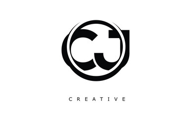 CJ Letter Logo - Circular Monogram Emblem with Bold Minimal Design for Modern Branding