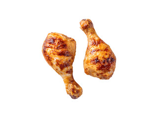 Two roasted chicken legs ready for serving
