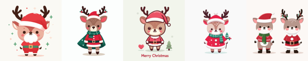 cute deer in Christmas costume