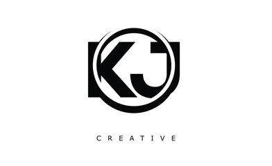 KJ Letter Logo - Circular Monogram Emblem with Bold Minimal Design for Modern Branding