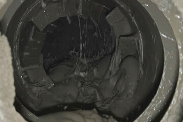 Inside mill for grinding gold ore view through the observation hatch