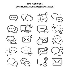 Obraz premium Modern Minimalist Line Icons: Communication & Messaging Pack for Web and App Design