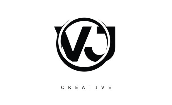 VJ Letter Logo - Circular Monogram Emblem with Bold Minimal Design for Modern Branding