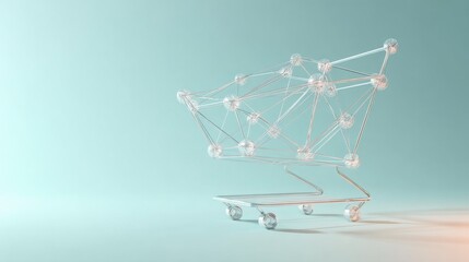 E commerce digital shopping minimal abstract shopping cart formed by simple geometric shapes
