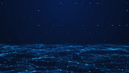 Network waves move across dark digital space lock icons numeric particles. Visual highlight cybersecurity, data flow, protection encryption threats rising digital security systems animated tech visual - Powered by Adobe