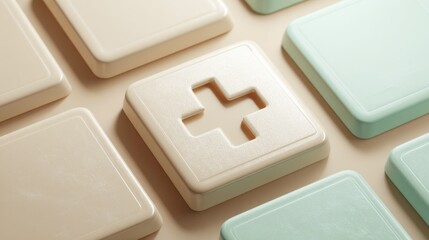 Preventive health checkup minimal calendar grid as rounded squares one cell embossed