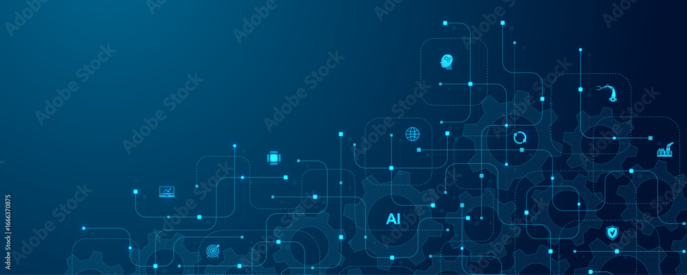 Aufkleber ai circuit board abstract background with chip and circuit components. creative innovation idea ai b