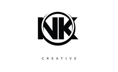 NK Letter Logo - Circular Monogram Emblem with Bold Minimal Design for Modern Branding