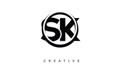 SK Letter Logo - Circular Monogram Emblem with Bold Minimal Design for Modern Branding