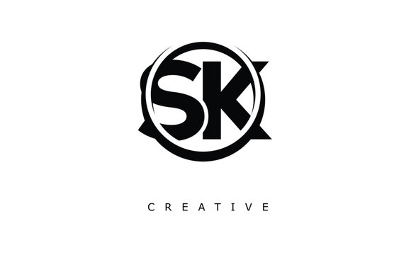 SK Letter Logo - Circular Monogram Emblem with Bold Minimal Design for Modern Branding