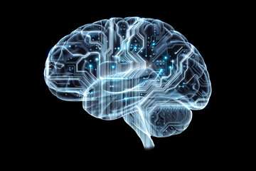 Digital Brain with Circuitry and Glowing Lights artificial intelligence