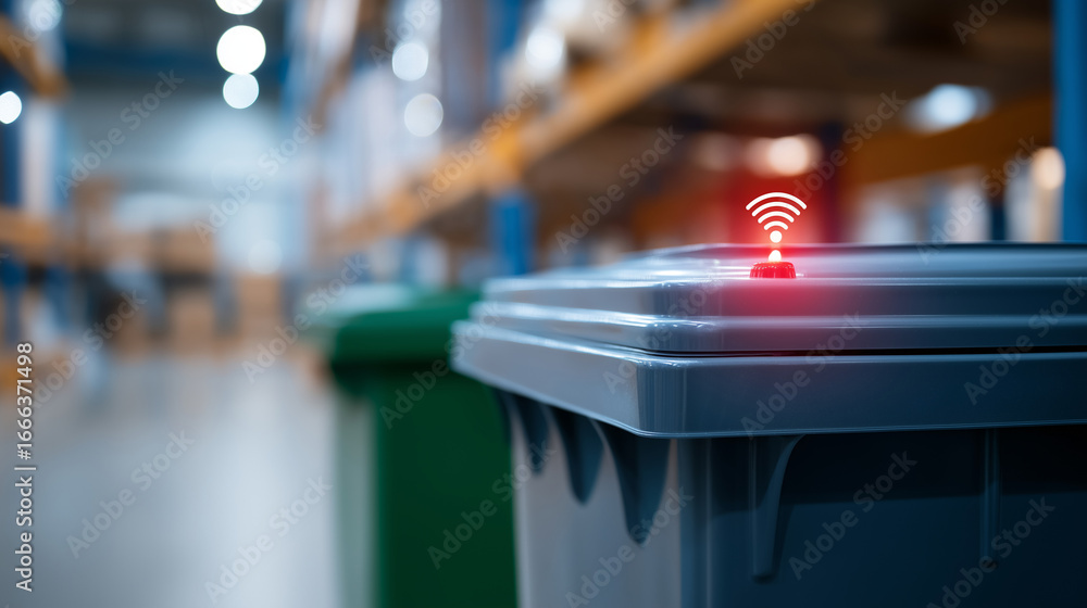 Poster smart bin management system with iot sensors for efficient inventory control, representing route opt