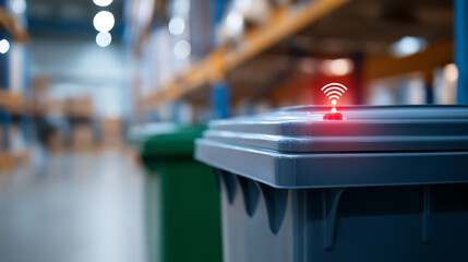 Smart Bin Management System with IoT Sensors for Efficient Inventory Control, representing route optimization, demand forecasting, IoT monitoring and operational excellence.