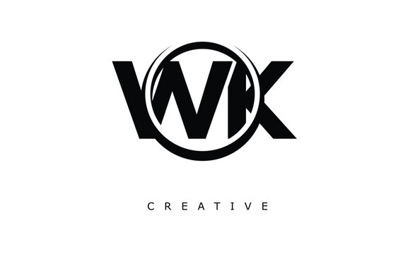 WK Letter Logo - Circular Monogram Emblem with Bold Minimal Design for Modern Branding
