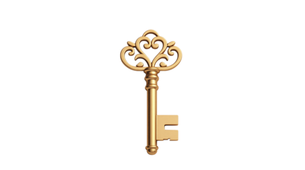 Unlock your dreams with this elegant gold key, symbolizing opportunity and success for your creative projects on white and transparent Background	