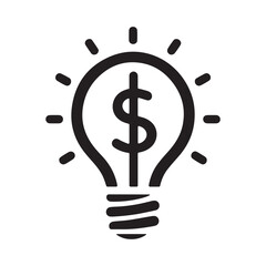 A business idea icon combining light bulb and money symbol