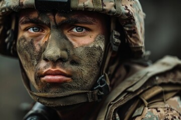 Fototapeta premium Multi ethnic soldier military portrait adult.