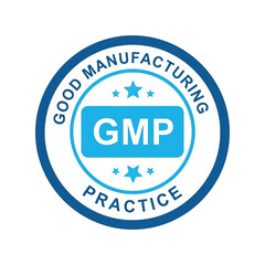 Gmp good manufacturing practice seal certification emblem quality assurance standard emblem vector