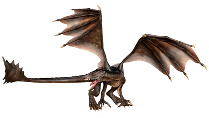 3D Rendering Fairy Tale Dragon on White