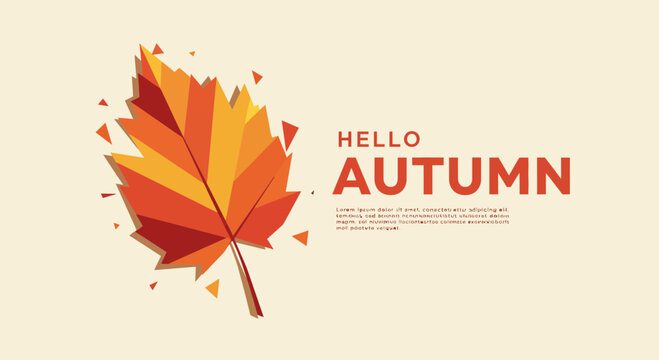 Abstract autumn leaf design with geometric shapes and warm autumnal colors - Powered by Adobe