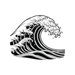 Majestic ocean wave artistic illustration nautical seascape nature power splash vector