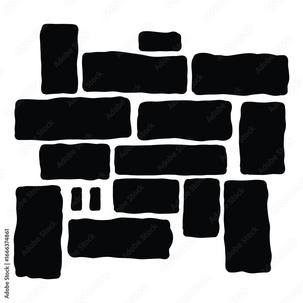 Poster rough textured black rectangular blocks arranged abstractly stone pattern vector