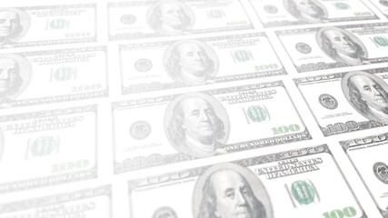 100 dollar bills intertwined with white glow on the left side