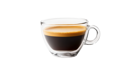 Espresso in Glass Cup isolated on a Transparent Background