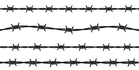 Barbed wire fence lines spiky textured border isolated vector illustration security barrier vector