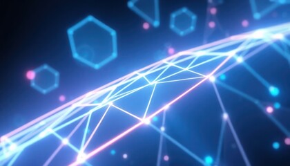 Abstract digital network with glowing lines and dots representing data, global communication, and technological connectivity. Ideal for future tech, AI, and IT concepts.