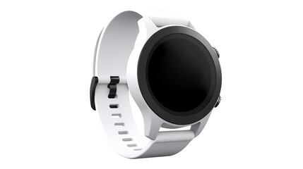 Sleek white smartwatch with customizable digital display for modern lifestyle and fitness tracking needs on white and transparent Background