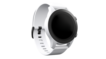 Sleek white smartwatch with customizable digital display for modern lifestyle and fitness tracking needs on white and transparent Background	