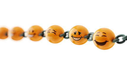 Chain of Emojis Forming a Pixelated Portrait on white background