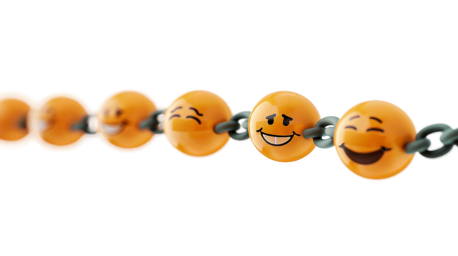 Chain of Emojis Forming a Pixelated Portrait on white background