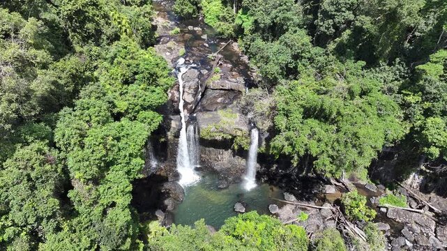 Aerial footage of Tchupala Falls Queensland Australia