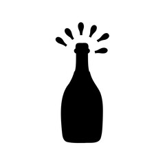Popping Bottle Silhouette Depicting Celebrations and Jubilant Events with Effervescent Splashes
