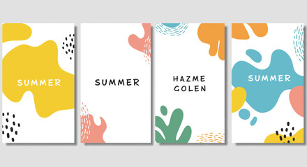 Naklejka premium Summer vibes: Abstract vector design for social media posts with playful shapes